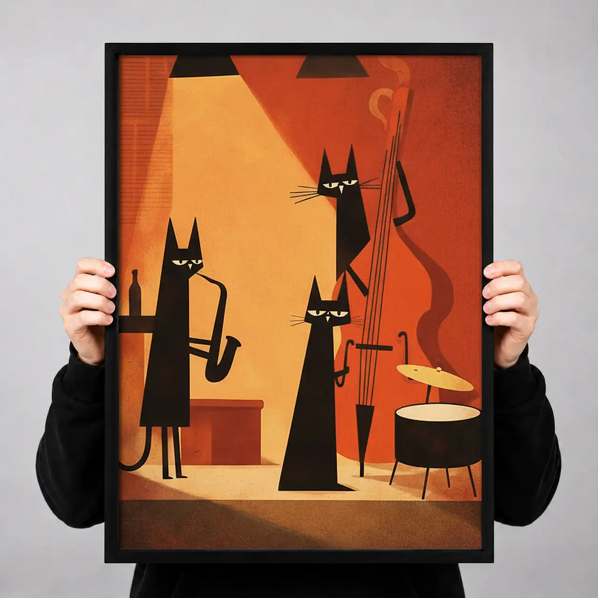 Retro Black Cat Cocktail Party Wall Art 3