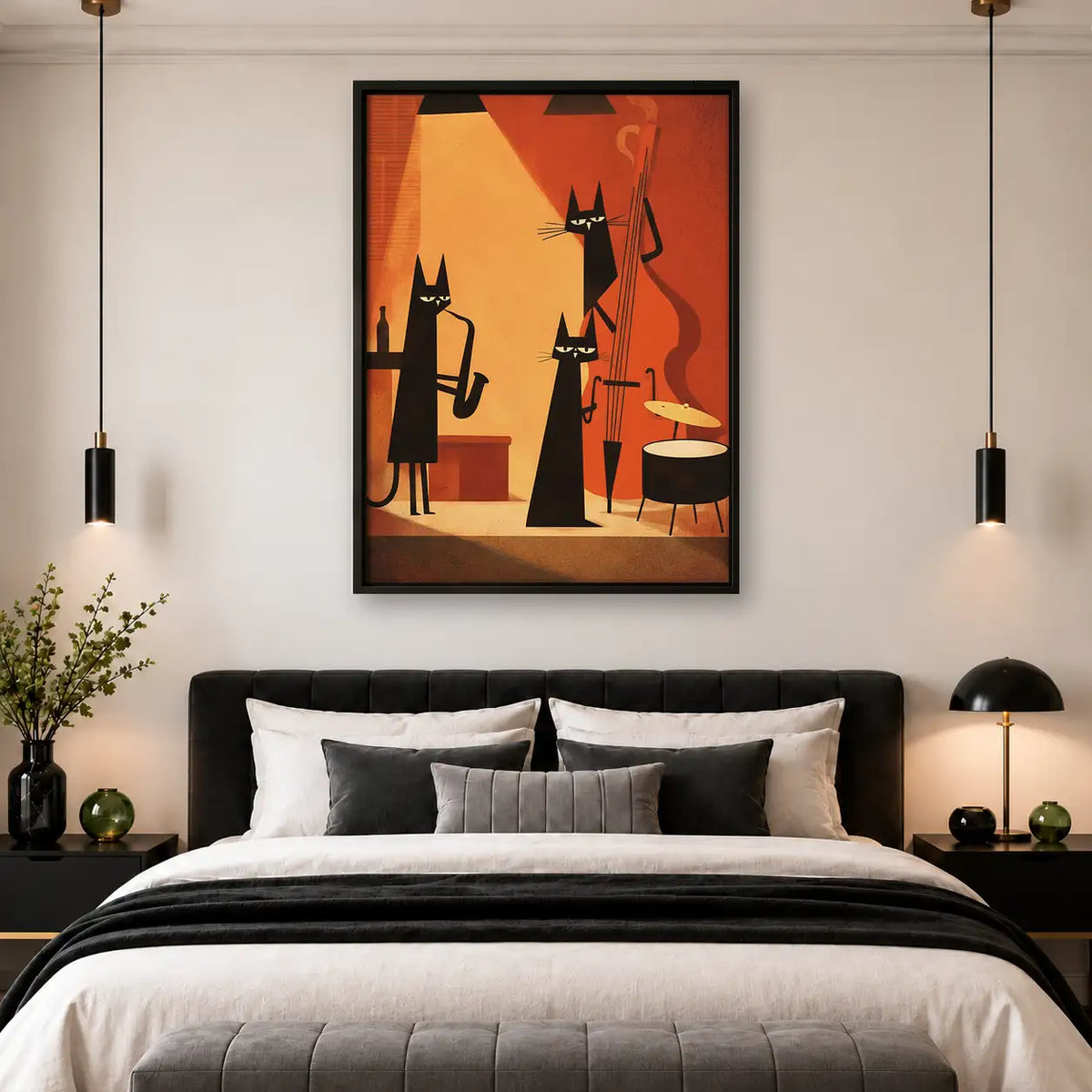 Retro Black Cat Cocktail Party Wall Art 4