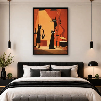 Retro Black Cat Cocktail Party Wall Art 4