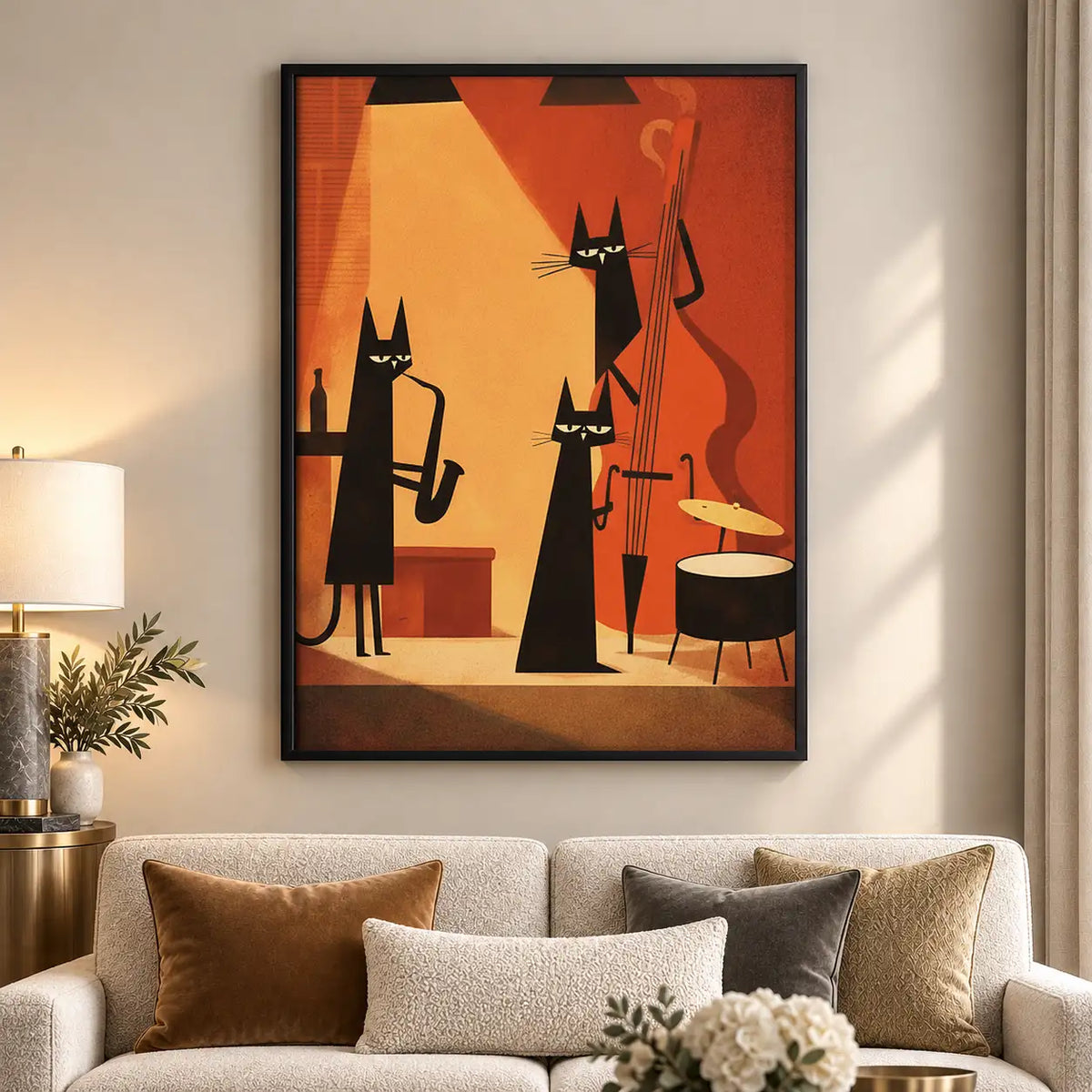 Retro Black Cat Cocktail Party Wall Art 5