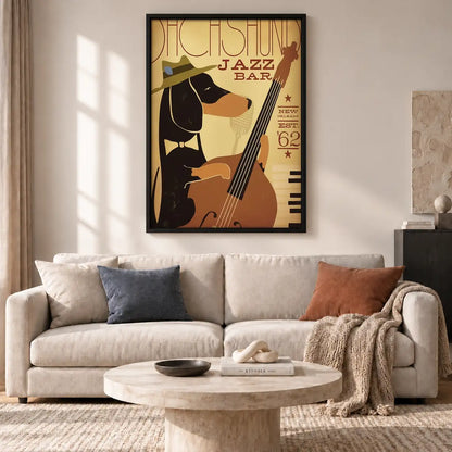 Retro Dachshund Jazz Bass Poster Wall Art 2