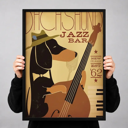 Retro Dachshund Jazz Bass Poster Wall Art 3