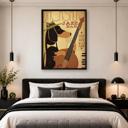 Retro Dachshund Jazz Bass Poster Wall Art 4