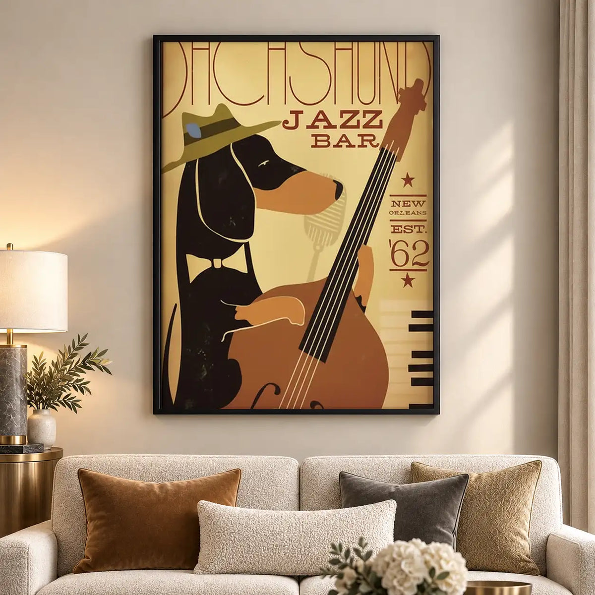 Retro Dachshund Jazz Bass Poster Wall Art 5