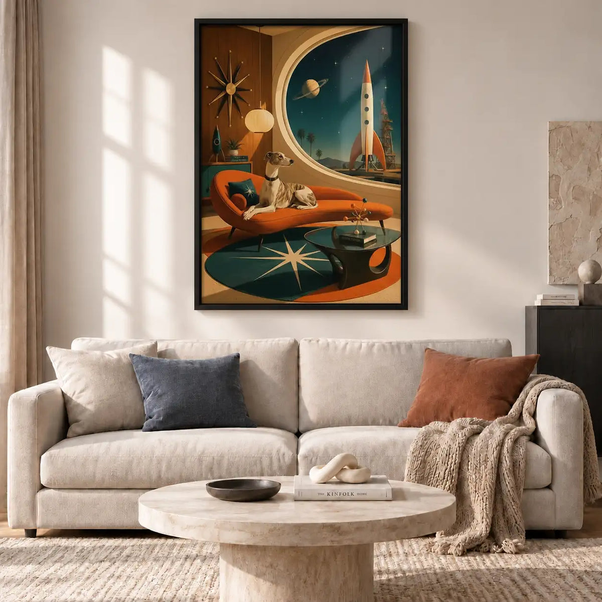 Retro Dog Relaxing in Space Age Lounge Wall Art 2