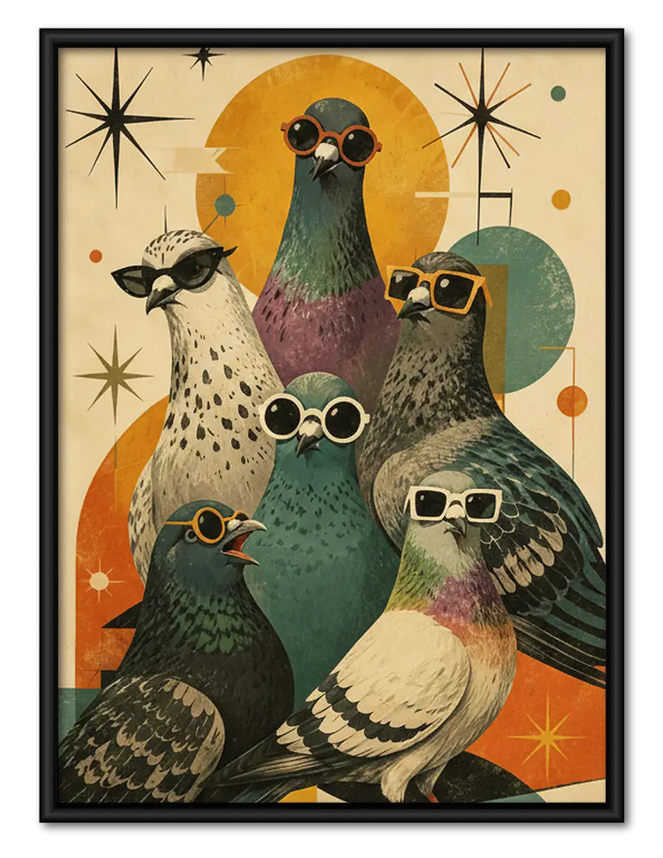 Retro Owl Family Portrait Wall Art 1