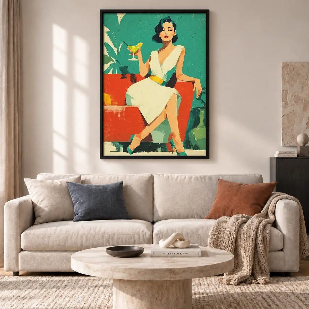 Retro Woman Relaxing with Martini Wall Art 2