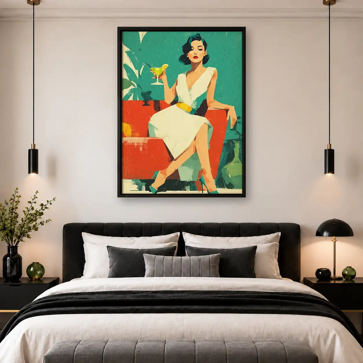 Retro Woman Relaxing with Martini Wall Art 4