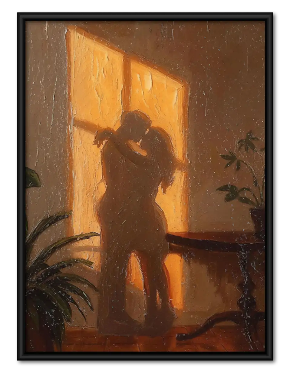 Romantic Couple Dancing in Sunset Window Wall Art 1