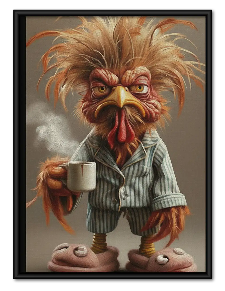 Rooster Drinking Morning Coffee Wall Art 1
