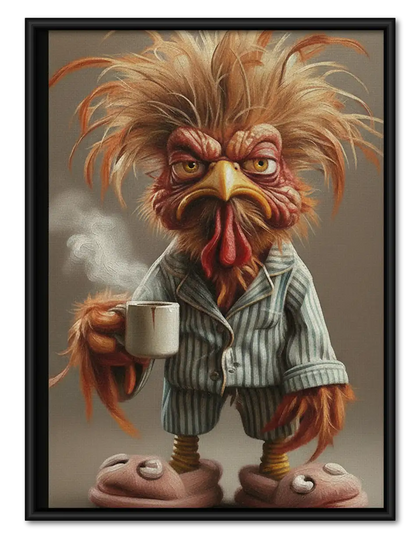 Rooster Drinking Morning Coffee Wall Art