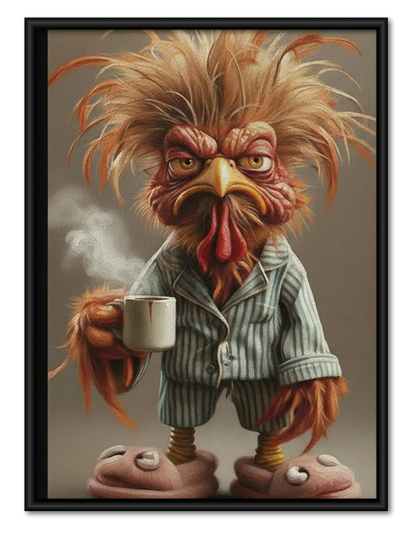 Rooster Drinking Morning Coffee Wall Art