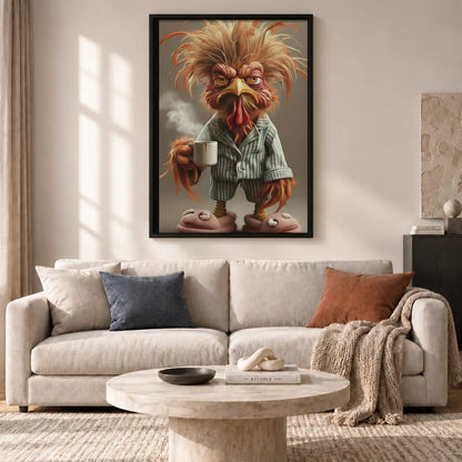 Rooster Drinking Morning Coffee Wall Art 2