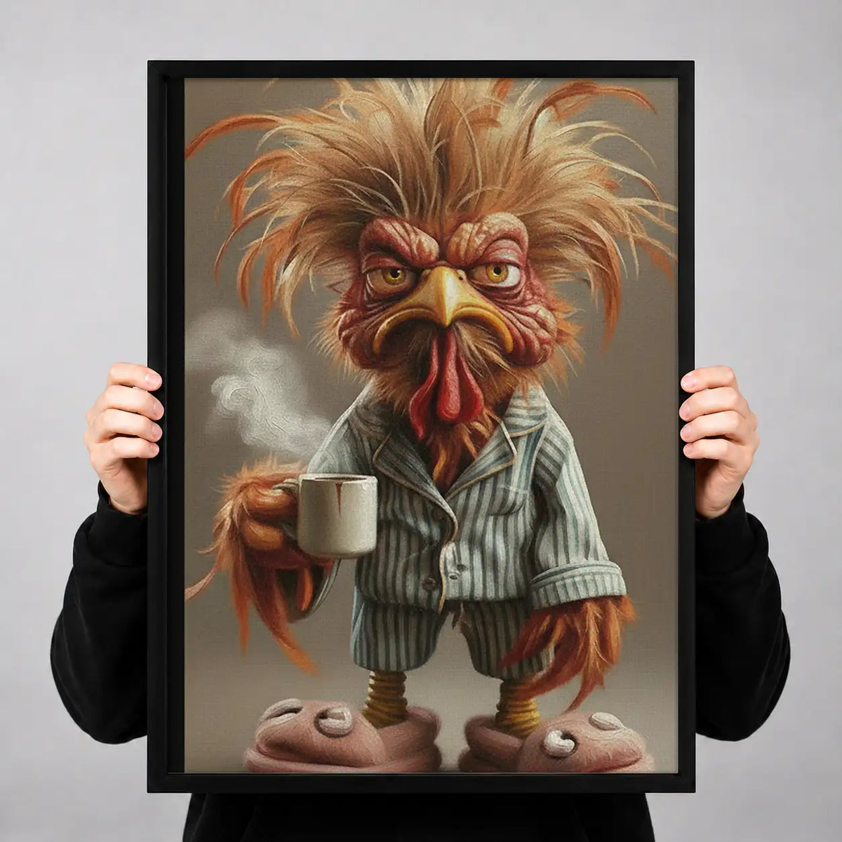 Rooster Drinking Morning Coffee Wall Art 3