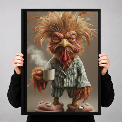 Rooster Drinking Morning Coffee Wall Art 3