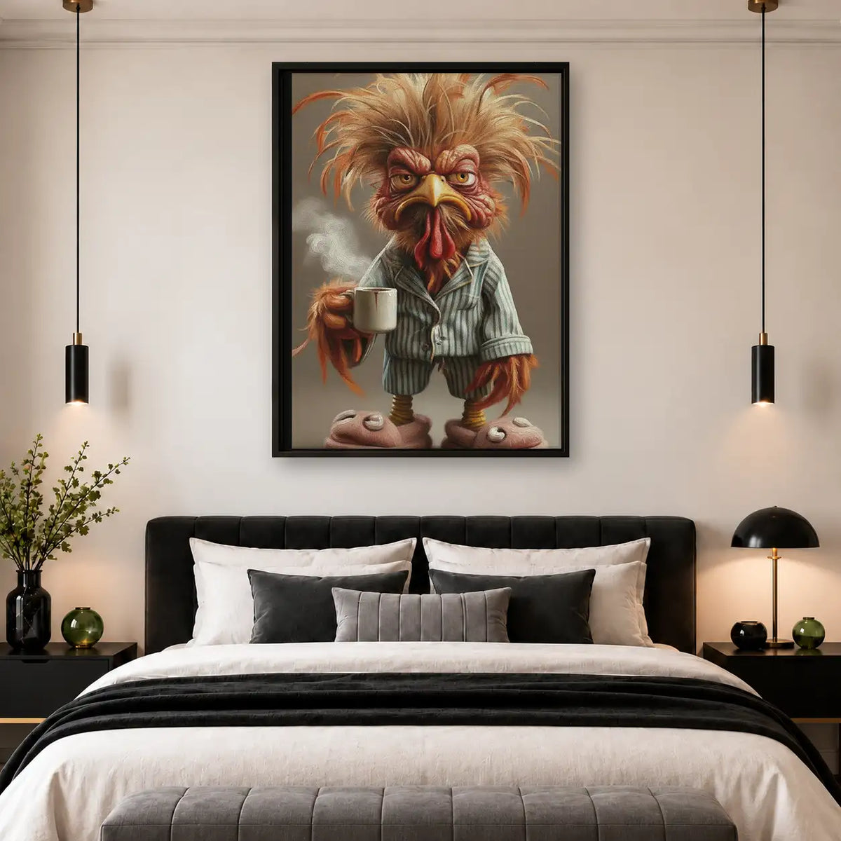 Rooster Drinking Morning Coffee Wall Art 4