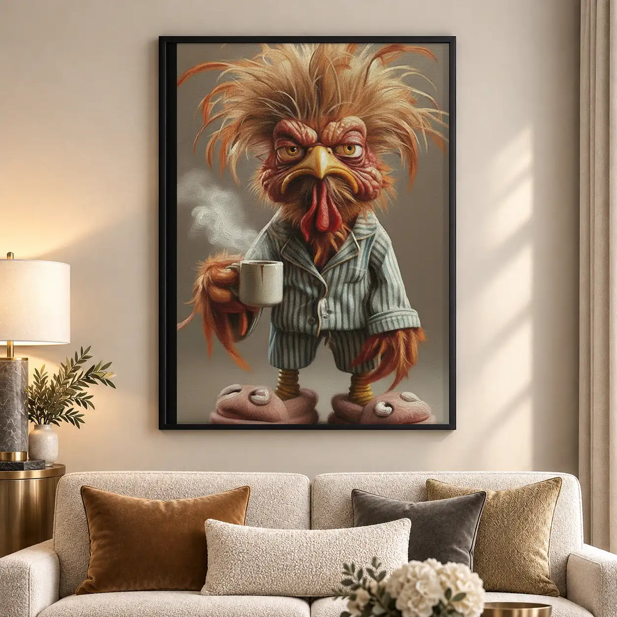 Rooster Drinking Morning Coffee Wall Art 5
