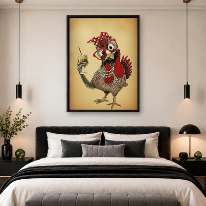 Rooster Enjoying Wine Wall Art 4
