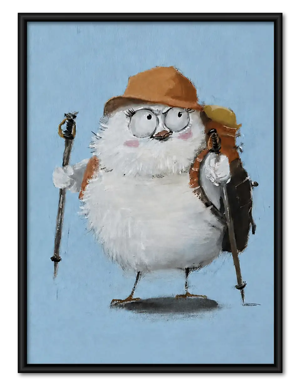 Round Bird Ready for Hiking Wall Art 1