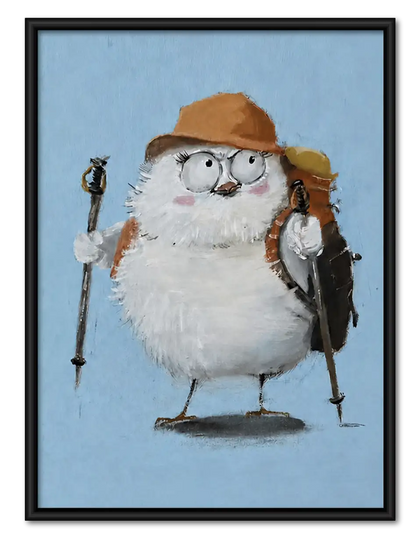 Round Bird Ready for Hiking Wall Art