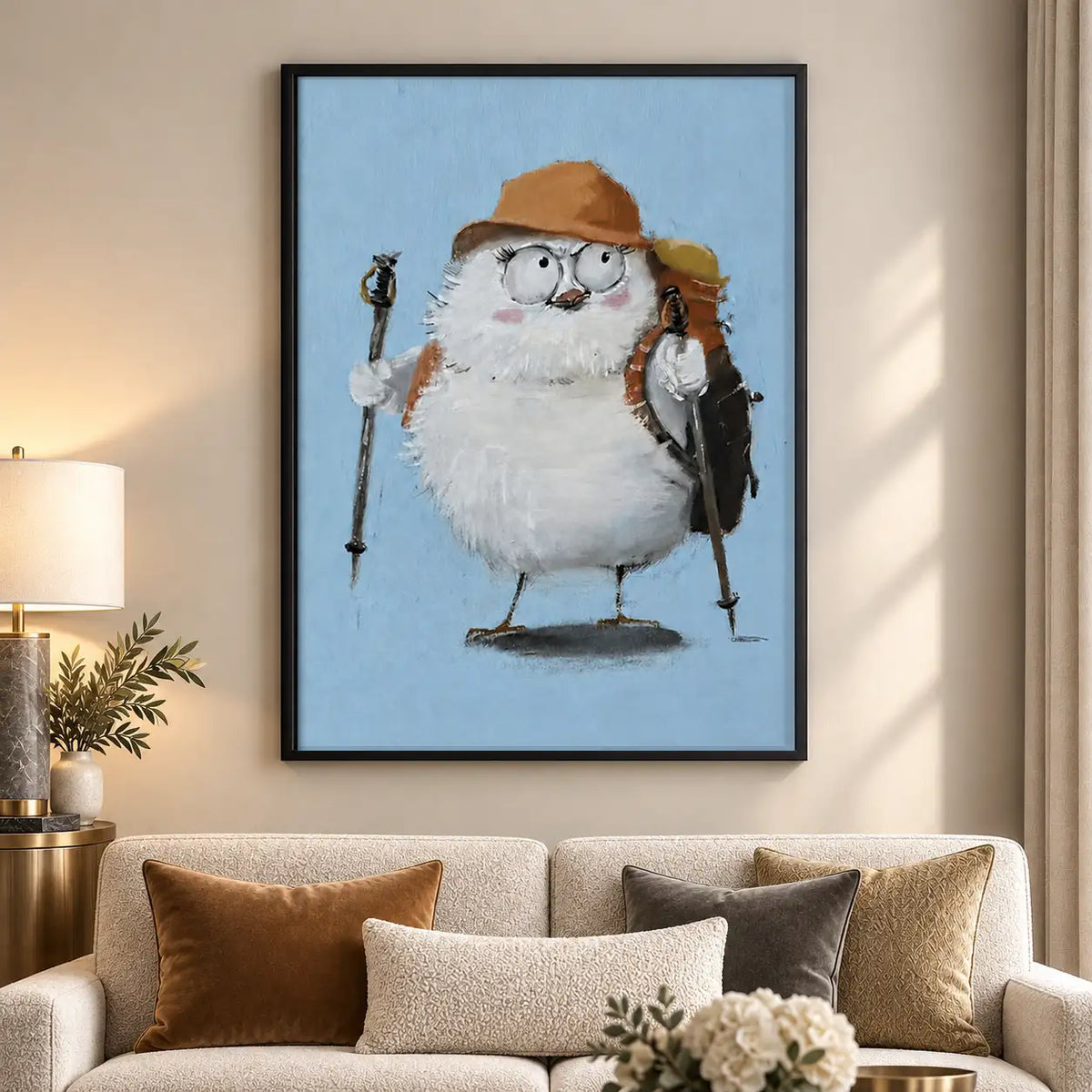 Round Bird Ready for Hiking Wall Art 5