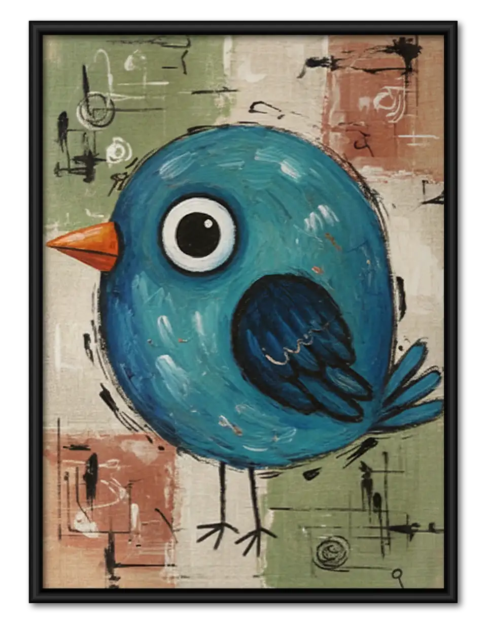 Round Blue Bird Portrait Wall Art 1