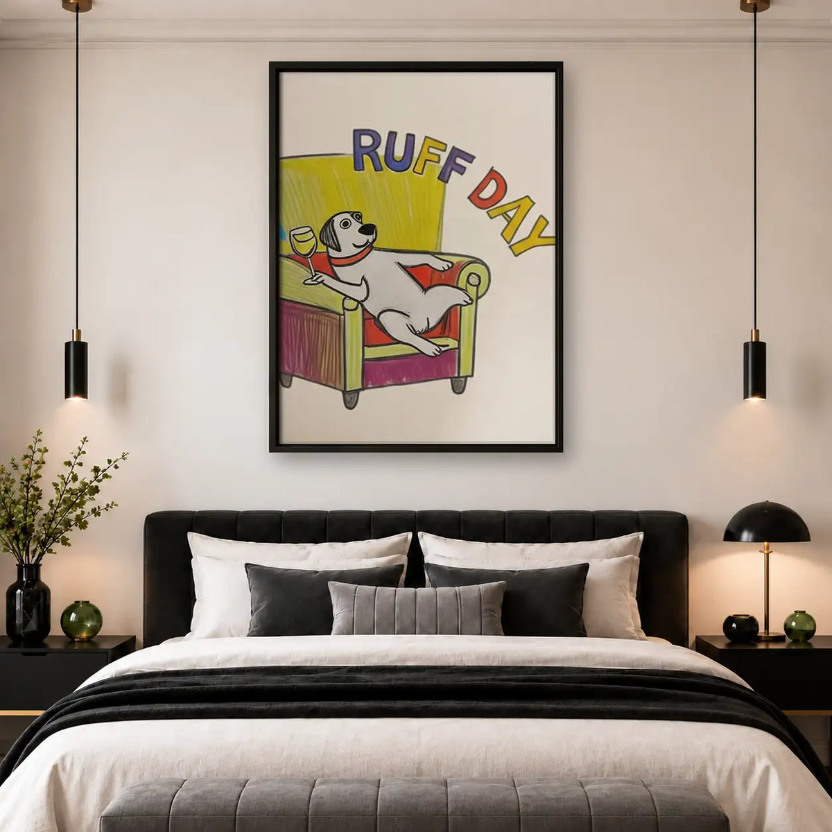 Ruff Day Dog in Bed Wall Art 4