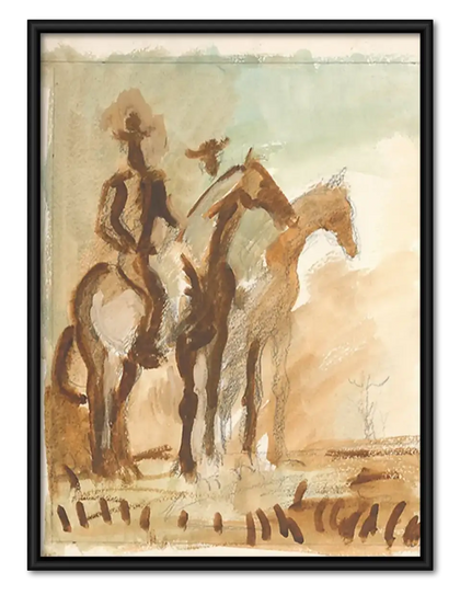 Running Horses Watercolor Wall Art