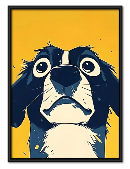Sad Blue and White Dog Wall Art 1