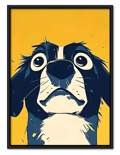 Sad Blue and White Dog Wall Art