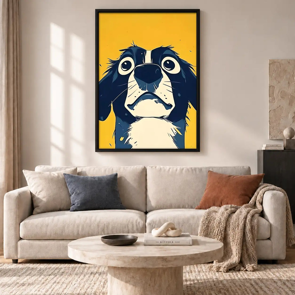 Sad Blue and White Dog Wall Art 2