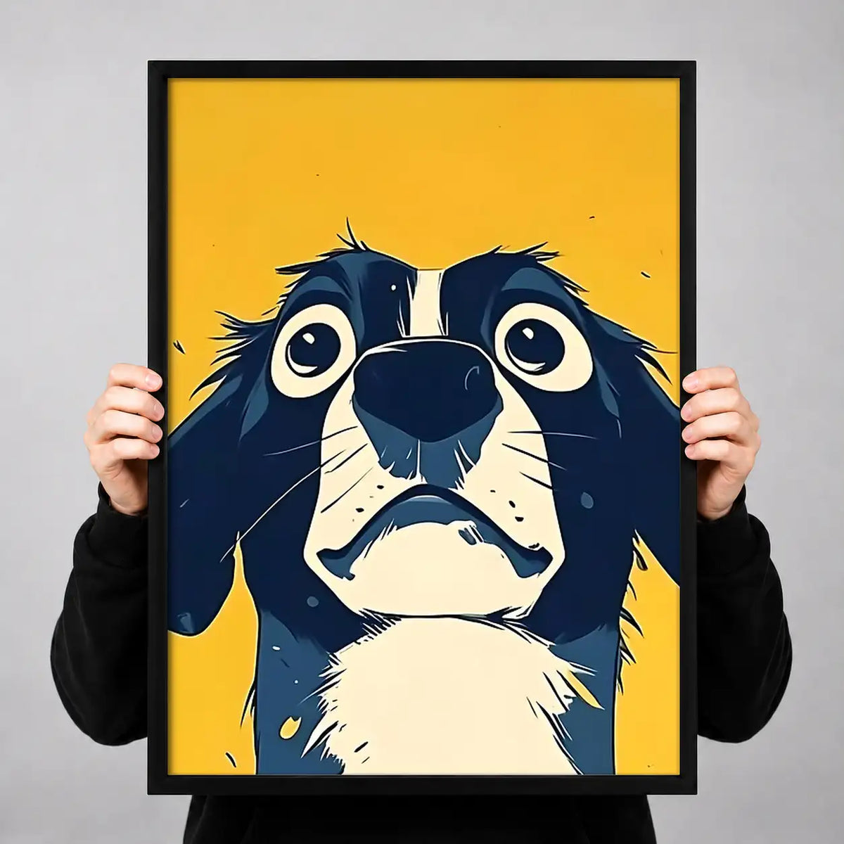 Sad Blue and White Dog Wall Art 3