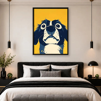 Sad Blue and White Dog Wall Art 4