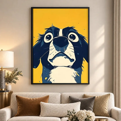 Sad Blue and White Dog Wall Art 5