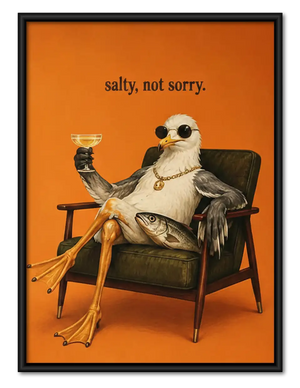 Salty Not Sorry Seagull with Martini Wall Art