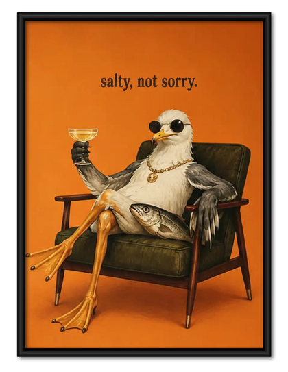 Salty Not Sorry Seagull with Martini Wall Art