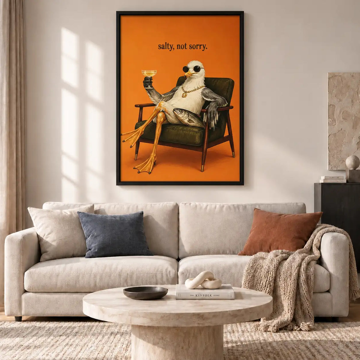 Salty Not Sorry Seagull with Martini Wall Art 2