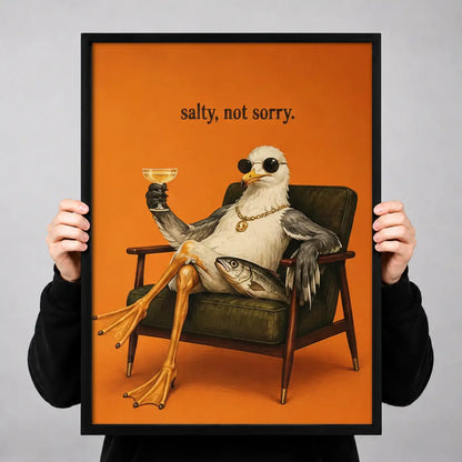 Salty Not Sorry Seagull with Martini Wall Art 3