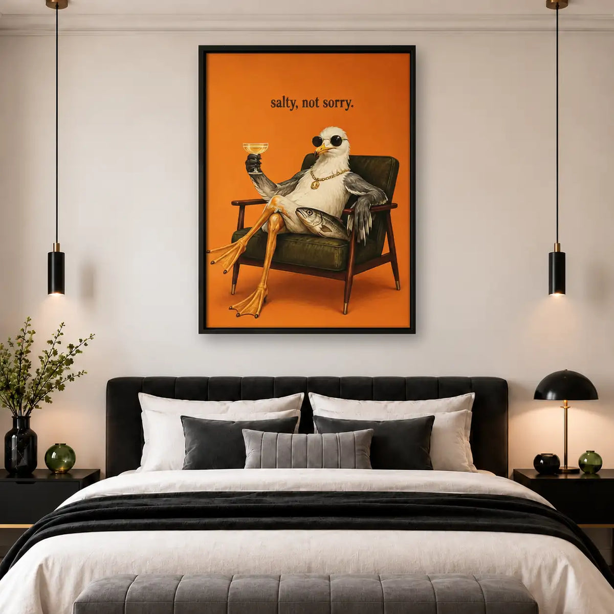 Salty Not Sorry Seagull with Martini Wall Art 4