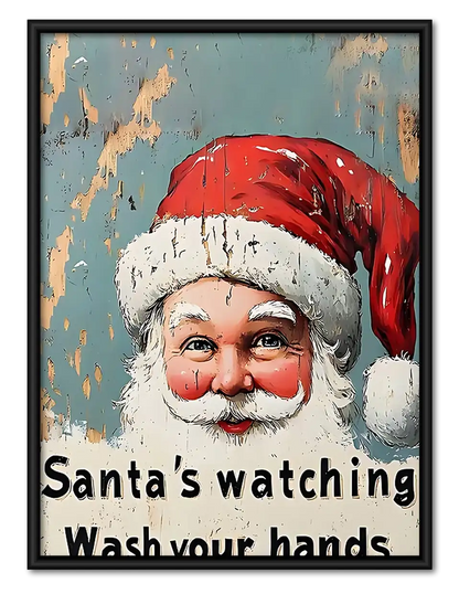 Santa Is Watching Bathroom Wall Art 1