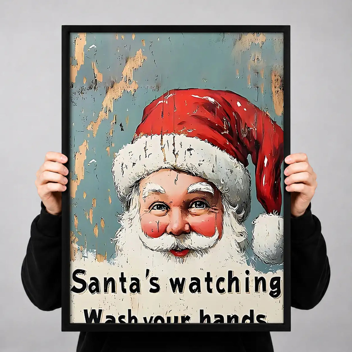 Santa Is Watching Bathroom Wall Art 3