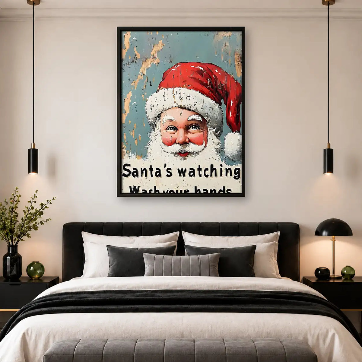 Santa Is Watching Bathroom Wall Art 4