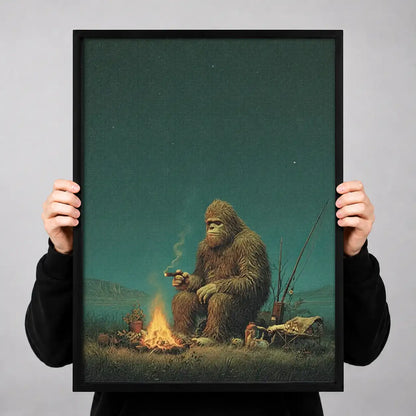 Sasquatch Camping by Fire Wall Art 3