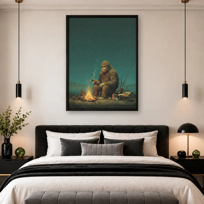Sasquatch Camping by Fire Wall Art 4