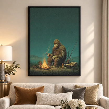 Sasquatch Camping by Fire Wall Art 5