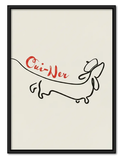 Sausage Dog Minimal French Line Art Wall Art