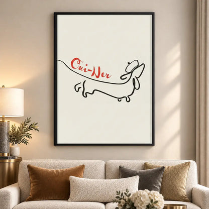 Sausage Dog Minimal French Line Art Wall Art 5