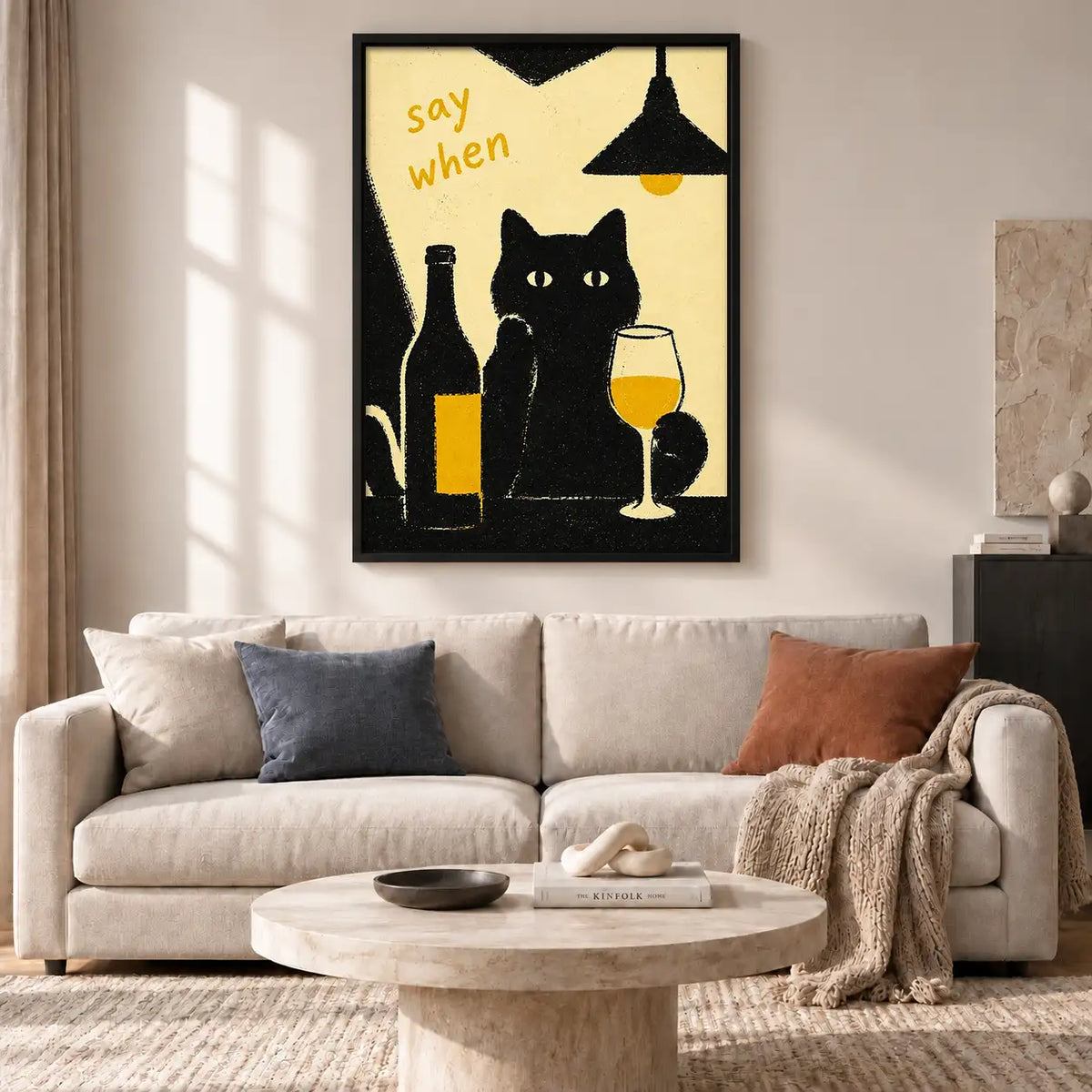 Say When Black Cat Wine Wall Art 2
