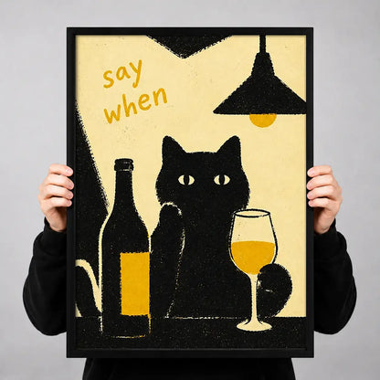 Say When Black Cat Wine Wall Art 3