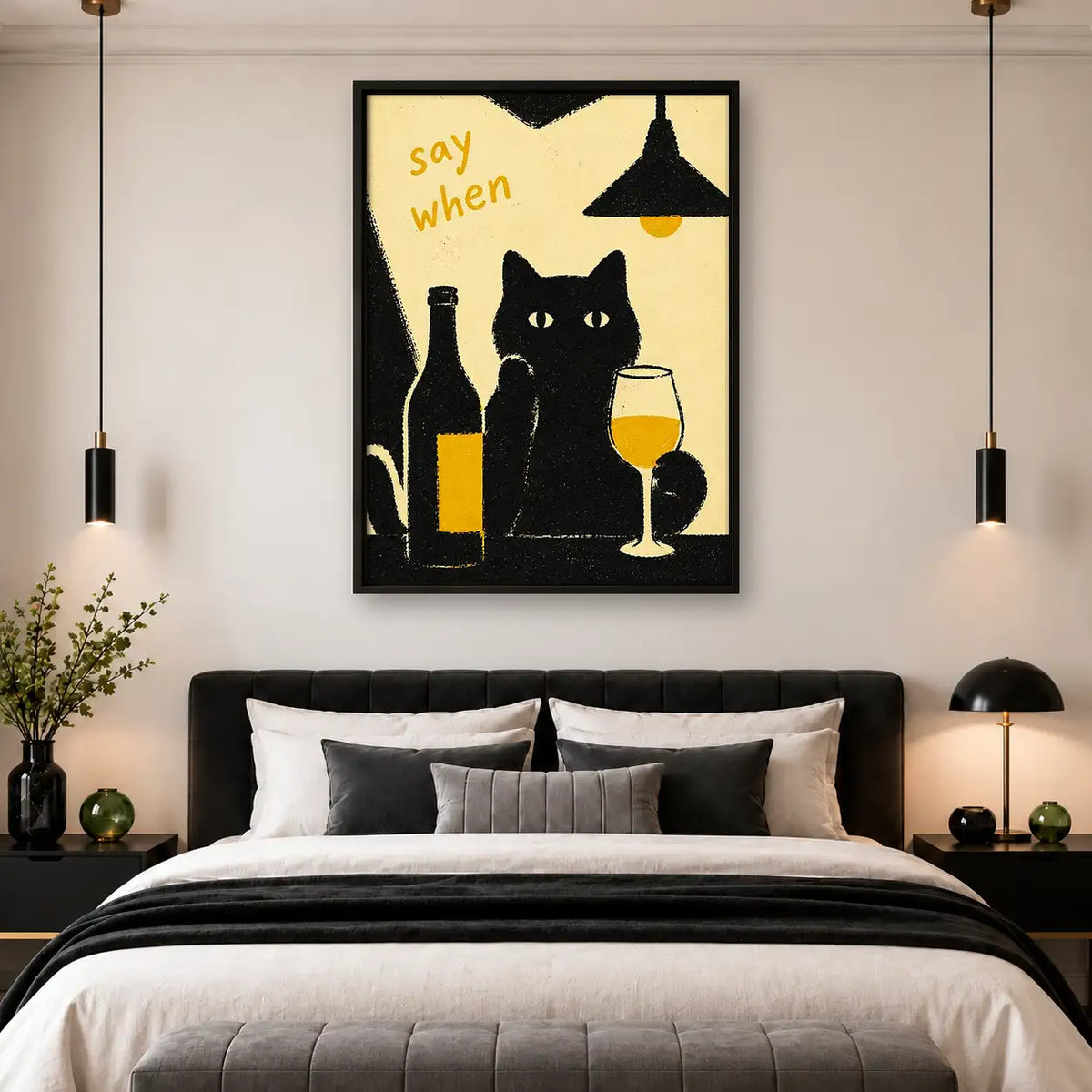 Say When Black Cat Wine Wall Art 4